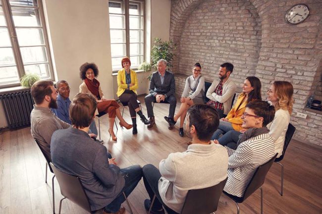 group session of mental health and addiction treatment for professionals in florida