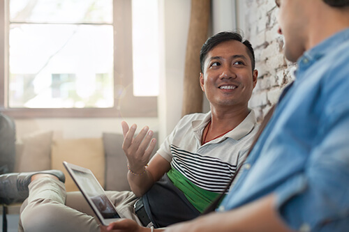 man receiving help in a men's rehab program