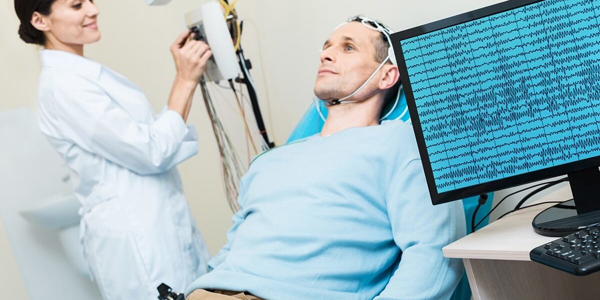man receiving tms therapy for addiction