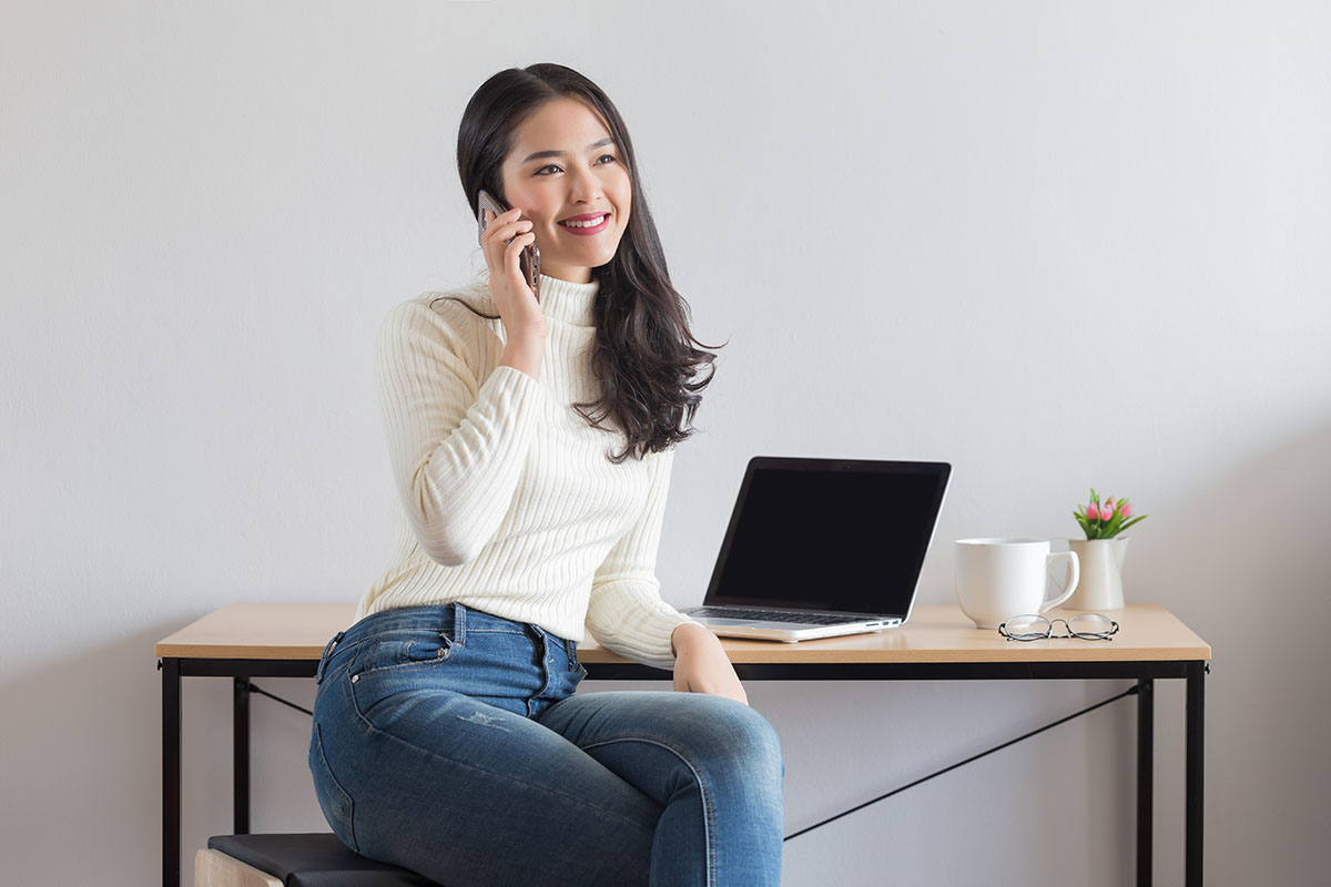 woman on the phone getting help for finding tms therapy