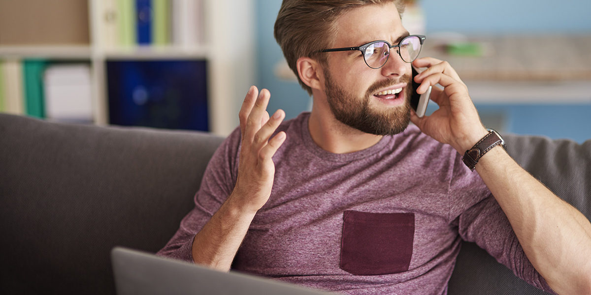 man using telehealth services for addiction treatment during coronavirus pandemic