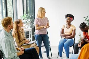 A group of people in an Adderall addiction treatment program